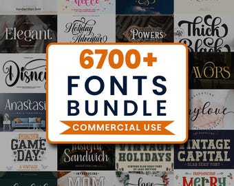 Paquete de más de 6700 fuentes / Fuentes para uso comercial / Fuentes manuscritas, con serifa, cursivas, para títulos y de estilo vintage.