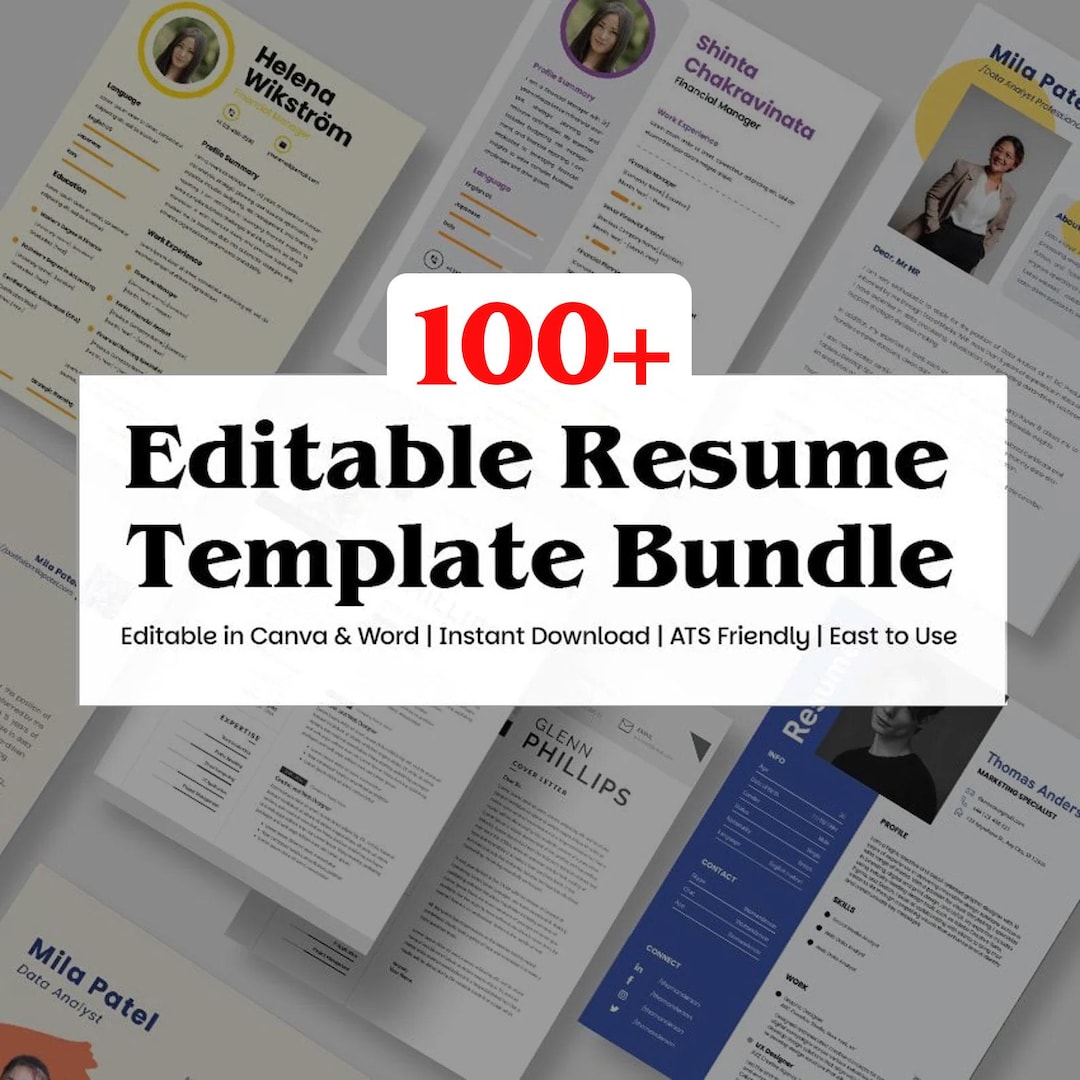 100+ Canva Resume Templates Bundle | Modern CV Designs (instant ...