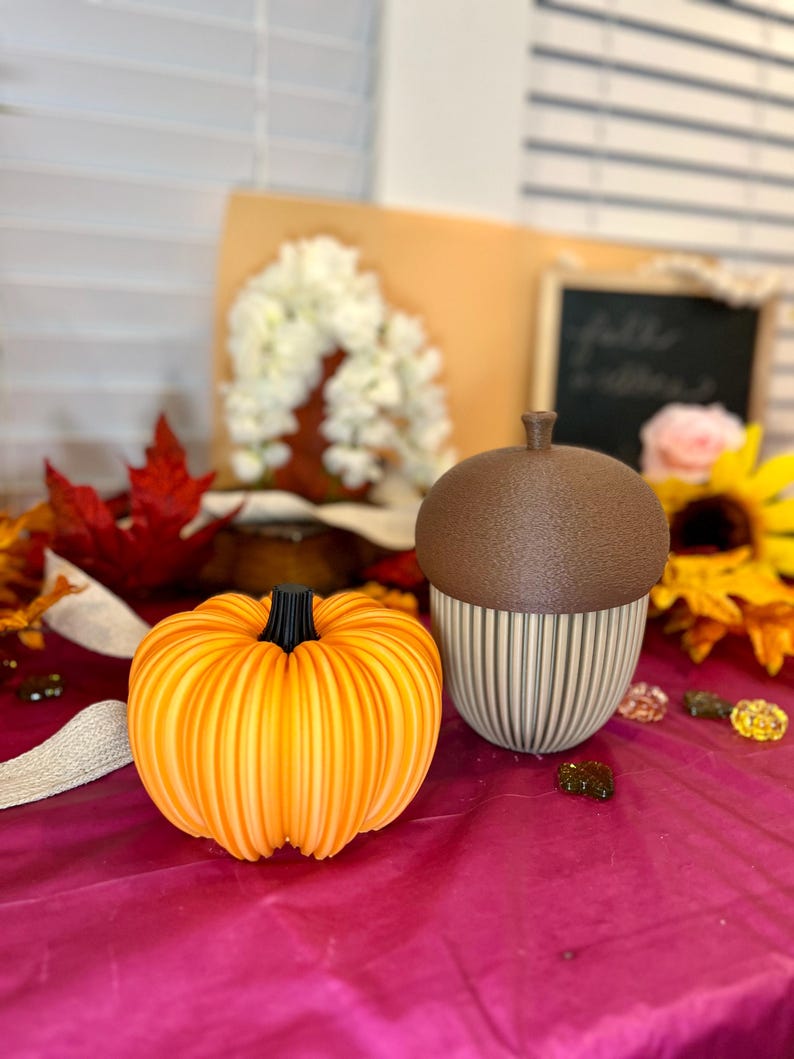 Rustic Autumn Decor Set: Pumpkin & Acorn Farmhouse Accents for Mantel, Table, Thanksgiving Ambiance Acorn & Pumpkin