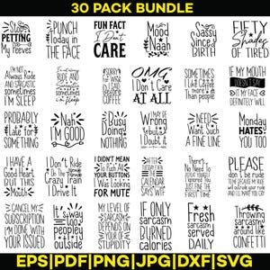 Sarcastic SVG Bundle, Funny Sublimations Png, Sarcasm Jpg bundle, Sarcastic Eps quotes, Sarcastic Saying pdf, Instant Downloads dxf