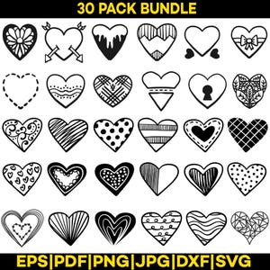 Heart Svg Bundle, Heart Silhouette Png, Heart Clipart jpg, Open Heart eps, Love Heart pdf, Digital design dxf, Heart Sublimation