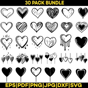 Heart Svg Bundle, Heart Silhouette Png, Heart Clipart jpg, Open Heart eps, Love Heart pdf, Instant Downloads dxf, Heart Design