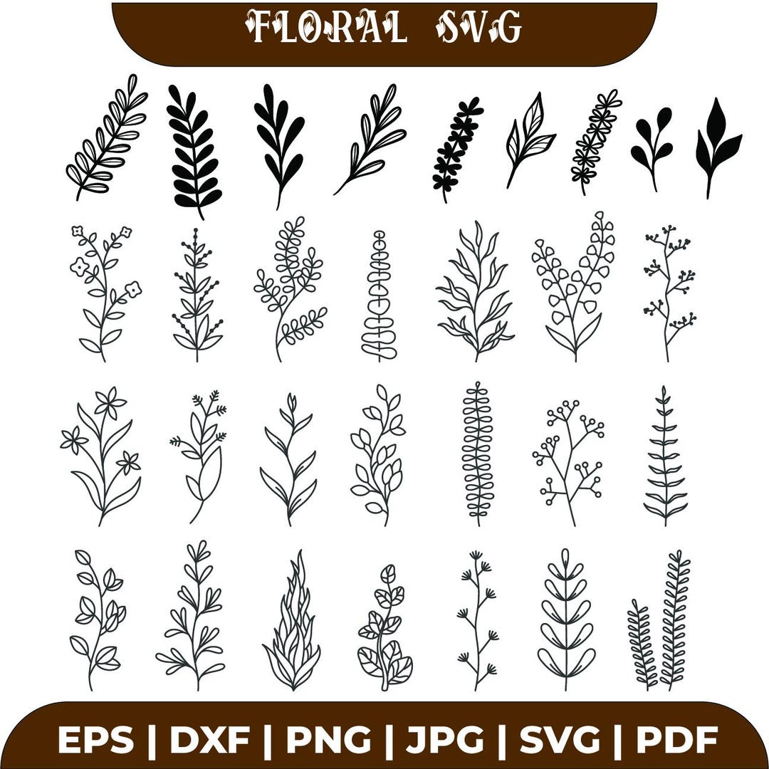 Floral Svg Bundle, Flower Png Bundle, Flowers Clipart Jpg, Wildflower ...
