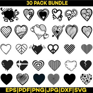 Heart Svg Bundle, Heart png, Love Heart jpg, Doodle Heart eps, Heart Clipart pdf, Instant Downloads dxf, Heart Sublimation