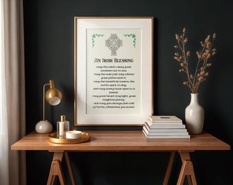 Impresión de cruz celta con bendición irlandesa: decoración tradicional para el hogar, regalo de Irlanda