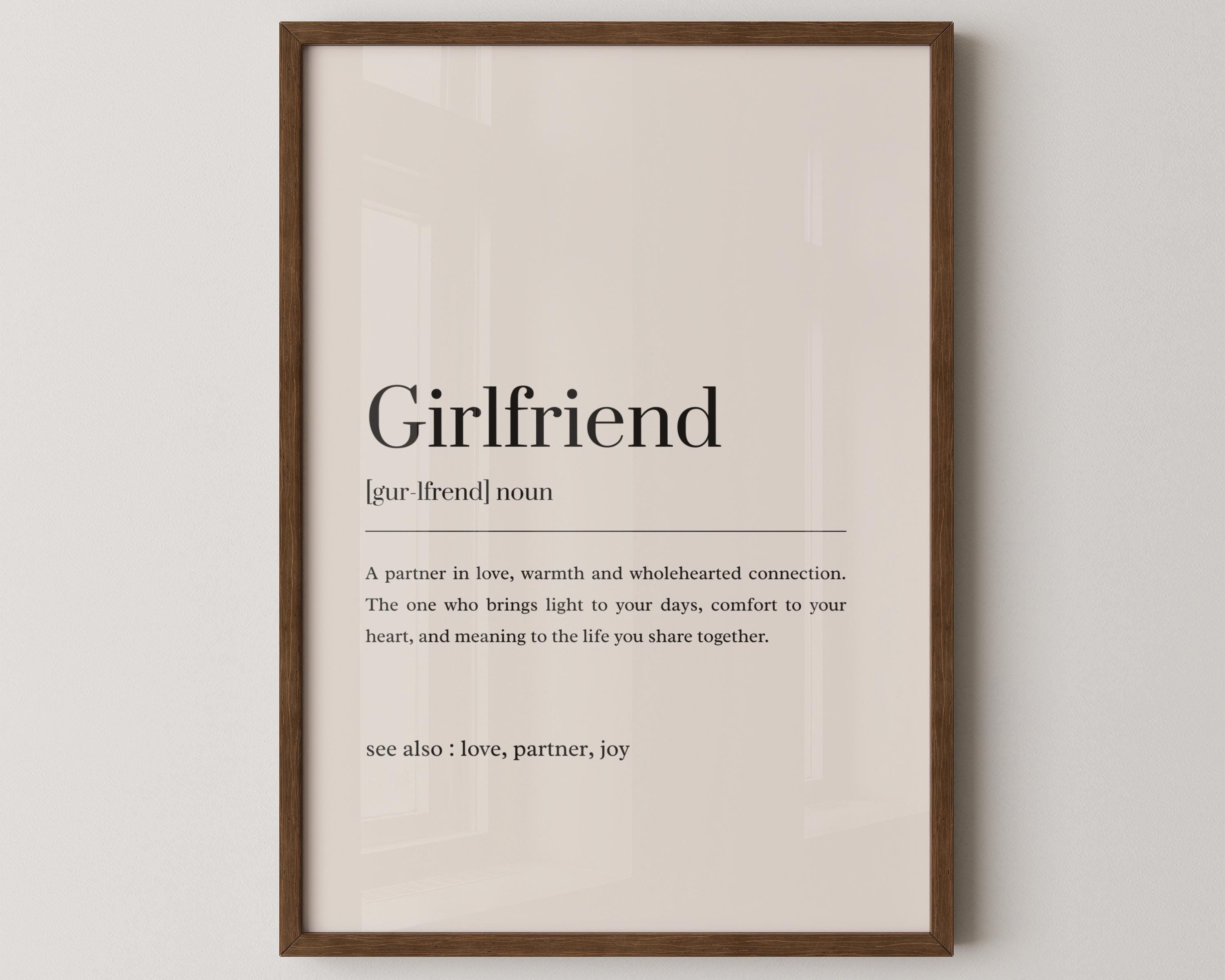 Girlfriend Definition Print, Minimalist Typography Wall Art, Dictionary ...