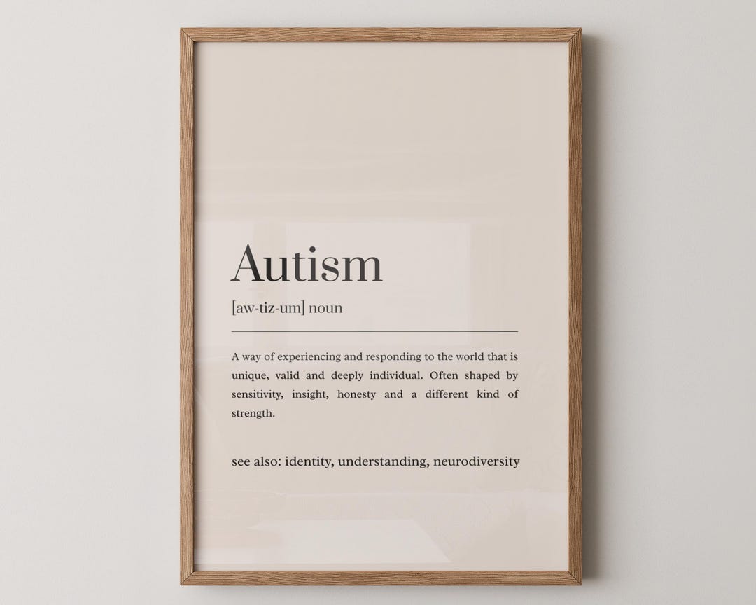 Autism Definition Print, Neurodiversity Wall Art, Dictionary Style ...