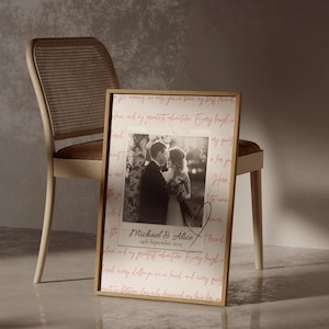 Personalised Wedding Photo Print: Custom Names & Date, Anniversary Keepsake