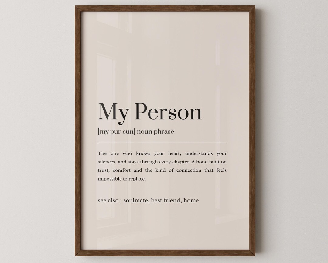 My Person Definition Print, Minimalist Typography Wall Art, Dictionary ...