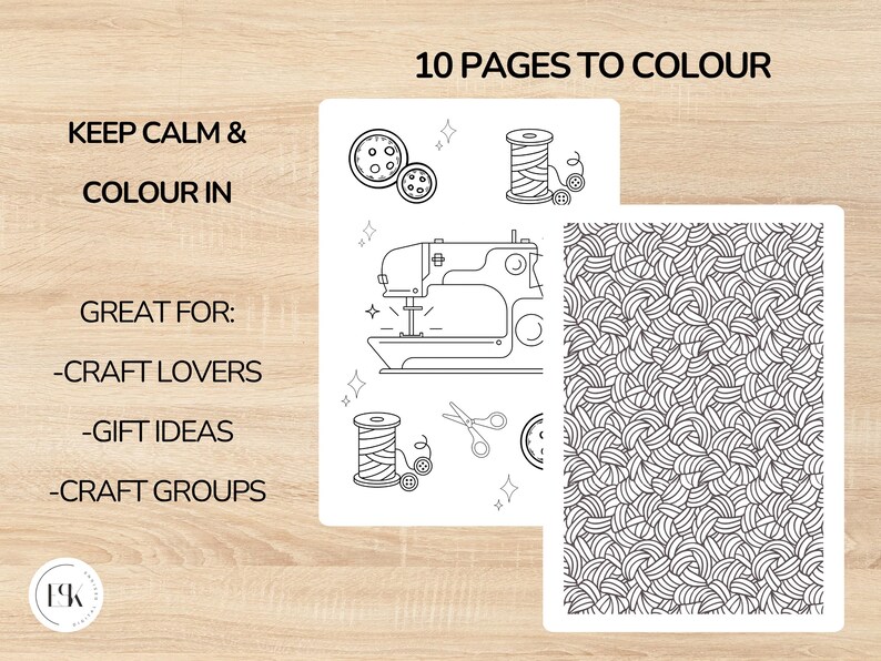 Crafty Colouring Pages: Printable for Knitters, Crocheters and Crafters ...