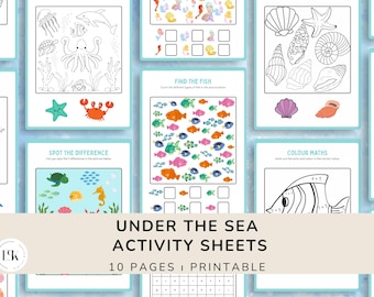 Under the Sea Kids Activity Pack: Printable Games and Colouring (PDF Digital Download)