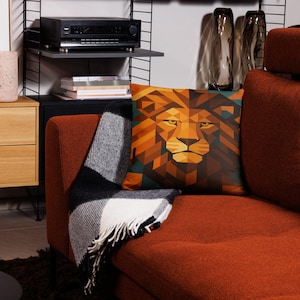 Bold Geometric Lion Pillow