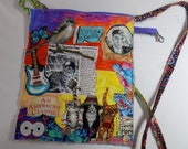 Cross Body Purse Raw Edge Applique Quilted BoHo Purse