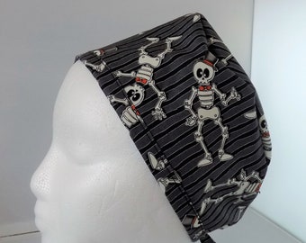 Halloween Scrub Cap Glow in the Dark Cotton Scrub Caps Skull Fabric Scrub Hat