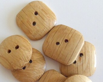 Oak Wood Buttons Round and Square 3/4" Buttons Craft Supplies Knitting Supply Sewing Supply