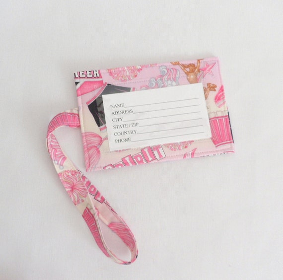 Pink Luggage Tag Fabric ID Tag Cheerleader Fabric Luggage Tag Etsy