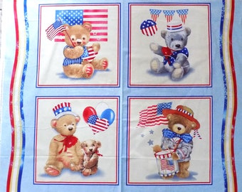Teddy Bear Fabric Teddy's America Panel from Henry Glass Fabrics