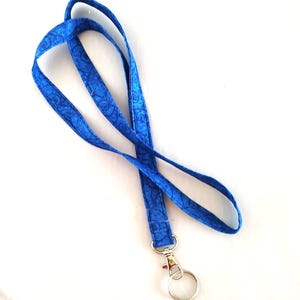 Blue Lanyard ID Holder with Key Ring Fabric Badge Holder