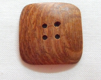 Handmade Square Buttons Leopard Wood Buttons 1" Natural Color Wood