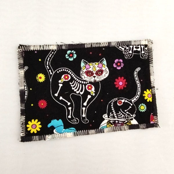 Handmade Postcards Quilted Cards Day of the Dead Cats