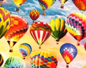 Hot Air Baloon Fabric Timeless Treasures  Multi Colored Balloons 100% Cotton Material