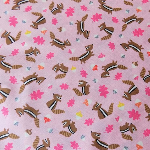 Skunk Fabric Little Skunks on a Pink Background