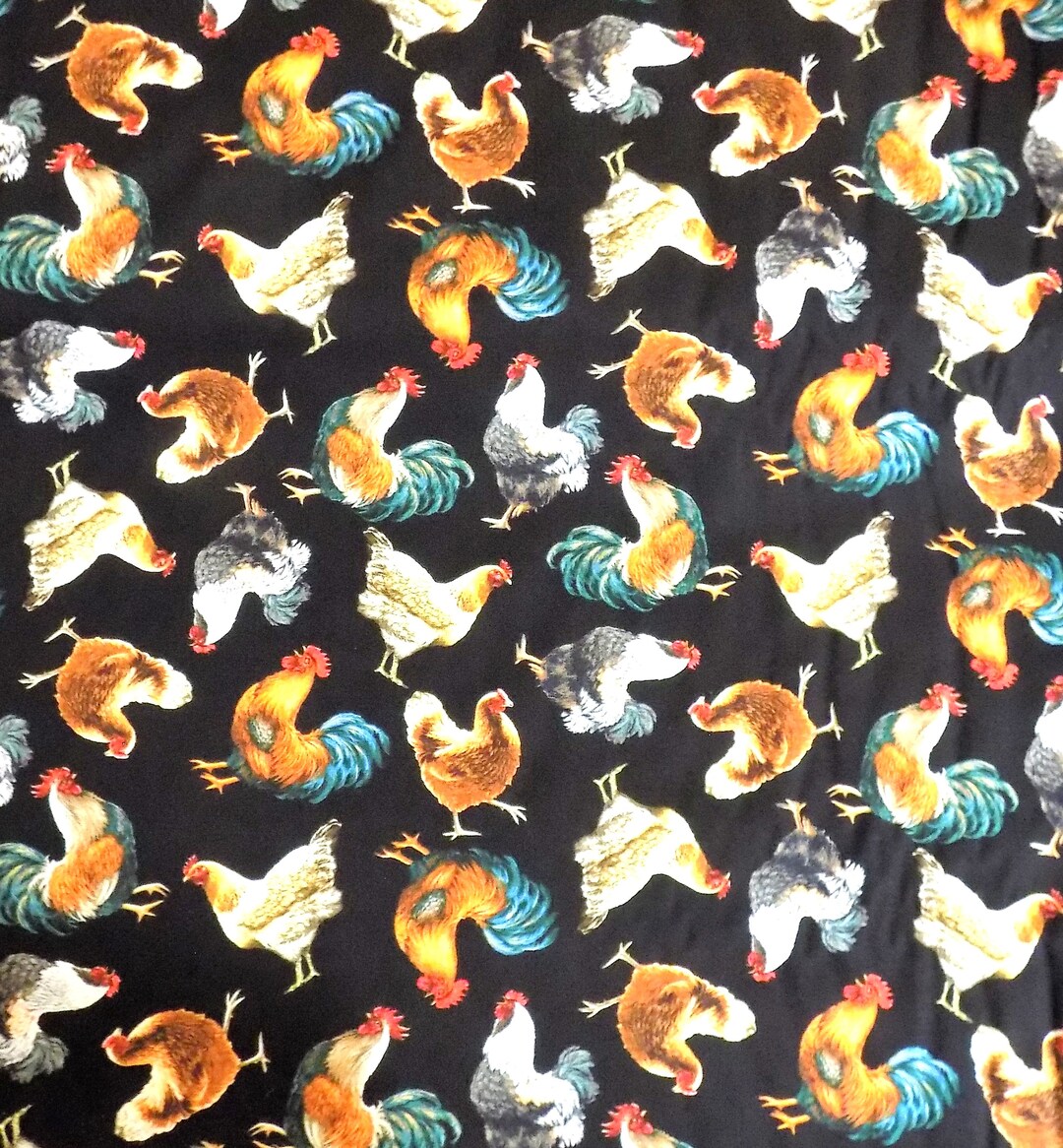 Rooster Fabric Chicken Fabric Timeless Treasures - Etsy
