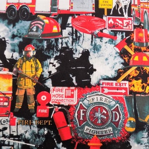 Fire Fighter Fabric Fire Dept. Fabric TImeless Treasures Cotton Sewing Fabric Quilting Fabric