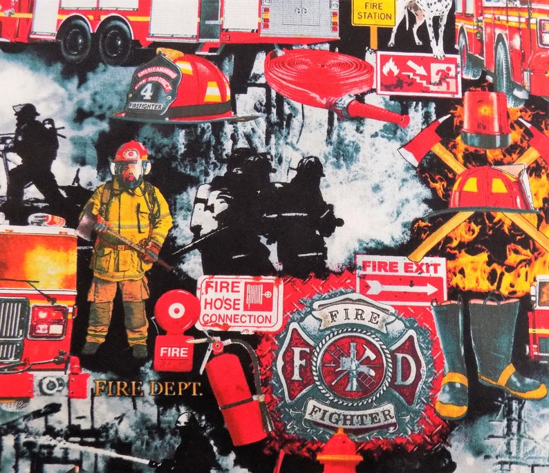 Firefighter Fabric Fire Dept. Fabric TImeless Treasures Cotton Etsy