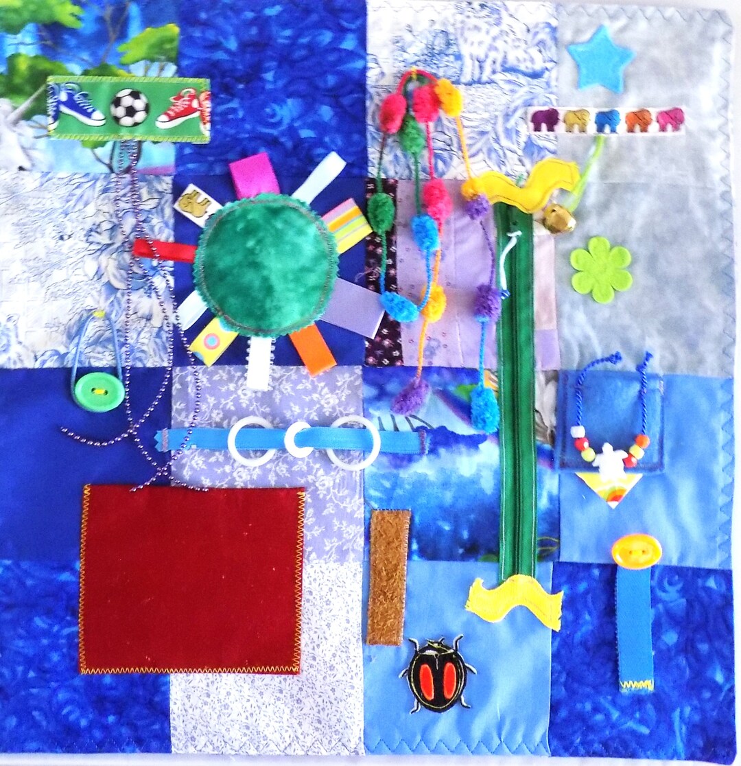 Alzheimer Fidget Blanket Blue Fidget Quilt Adult Alzheimer Sensory