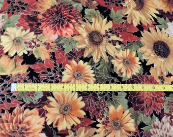 Autumn Flower Fabric: Fall Floral Cotton Quilting Supplies