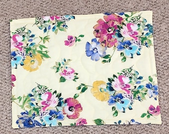 Placemats Yellow Cotton Fabric Quilted Place Mats  Reversible Flower Bouquet Place Mats Gift for Mother House Warming Gift