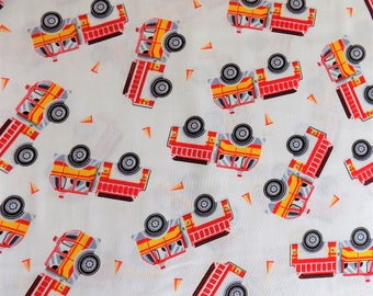 Benartex Fire Truck Fabric Glow in the Dark Cotton Material Save the Day 100% Cotton