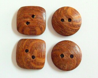 Round Buttons Square Buttons Handmade Leopard Wood Buttons 5/8"  Buttons Natural Wood Color Crochet Supply Knitting Supply Sewing Supply