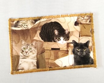 Handmade Postcards Quilted Card with Cats