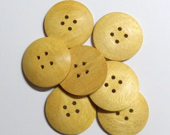 Wood Buttons Natural Color 1 Inch Yellowheart Wood Buttons