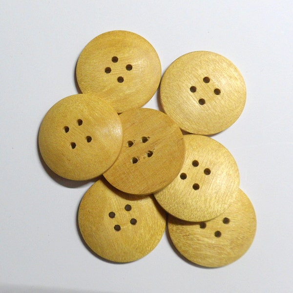 Wood Buttons Natural Color 1 Inch Yellowheart Wood Buttons