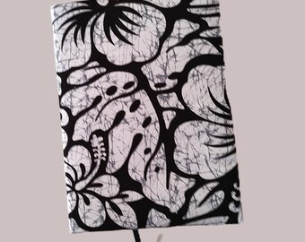 Composition Book Cover:  Block Print Fabric Notebook Cover Page Marker, pen Pocket