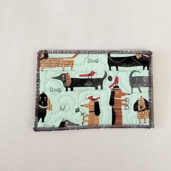 Fabric Postcard Quilted Dog Post Card