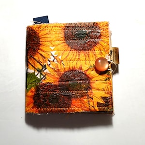 Junk Journal Small Scrapbook for Memories Recycled Materials Handmade Sunflower Journal