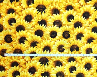 Yellow Flower Fabric Yellow Sunflower Material  Timeless Treasures  Quilting and Sewing Supply