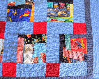 I Spy Quilt: Blue Patchwork Lap Quilt