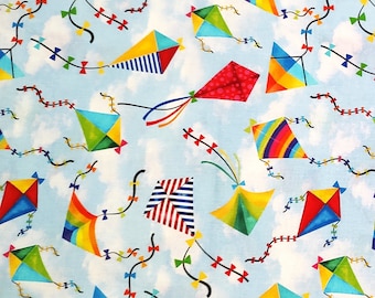 Kite Fabric Kites Flying in the sky Timeless Treasures Material Craft Supply Quilting and Sewing Supply