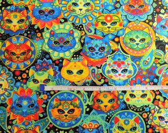 Cat Fabric Bright Fabric Timeless Treasures 100% Cotton Material