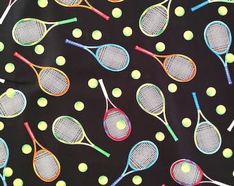 Tennis Fabric Tennis Rackets Tennis Balls Cotton Material Timeless Treasures