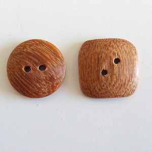 Teak Wood Buttons 3/4" Buttons Round / Square Wood Buttons Brazilian Teak Wood Handcrafted in USA