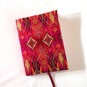 Magenta Fabric Notebook Cover: Handmade Journal with Pen Pocket