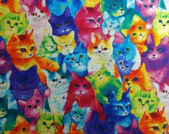 Stacked Cats Fabric: Colorful Kittens Cotton, Timeless Treasures