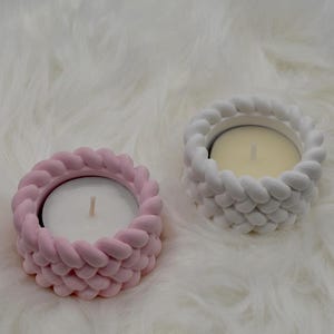 Braided tealight holders | Handmade tealight holders made from cast powder | Minimalist decoration | Gift idea | Individually or as a set