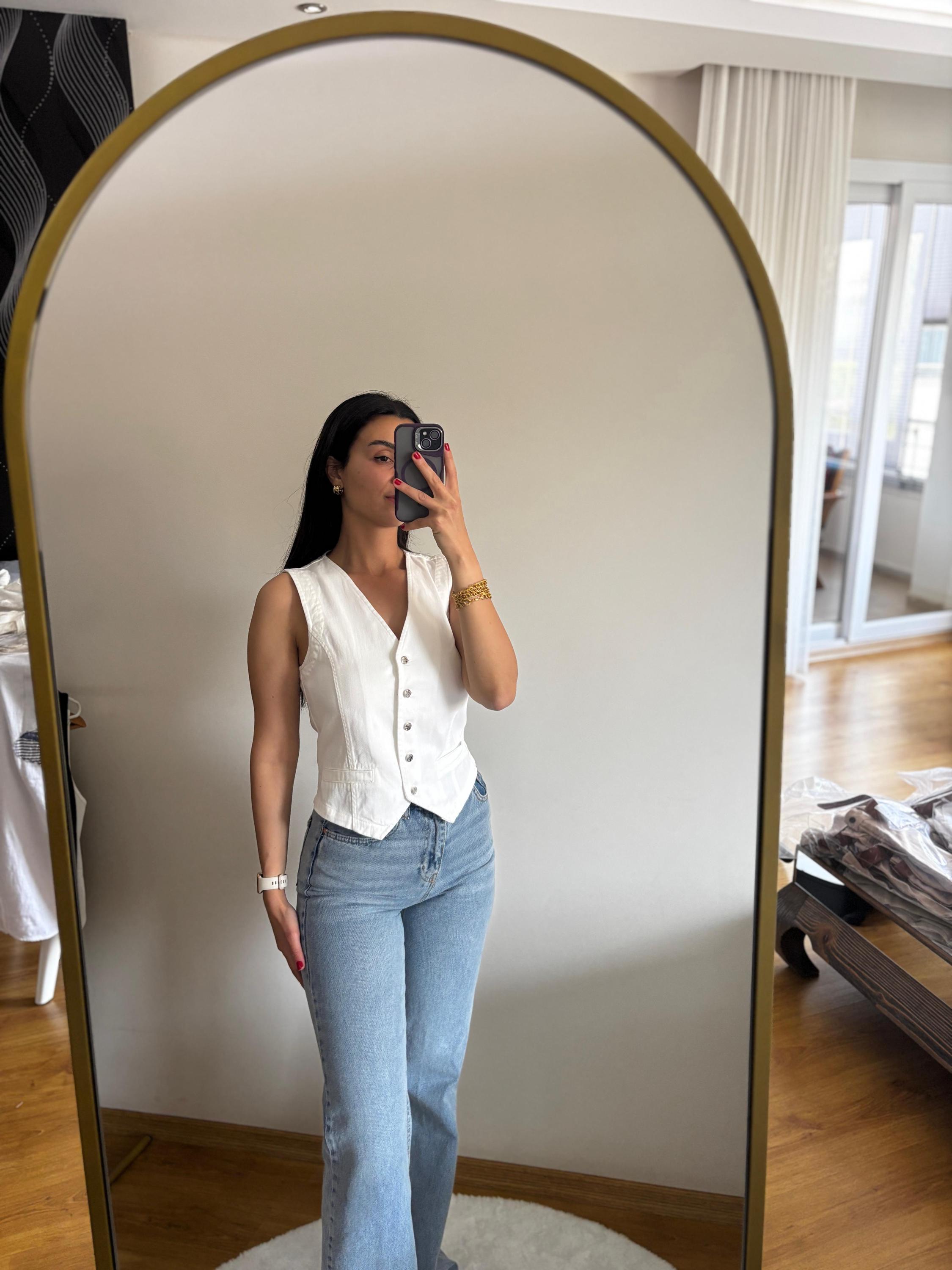 Navy/White Button Vest